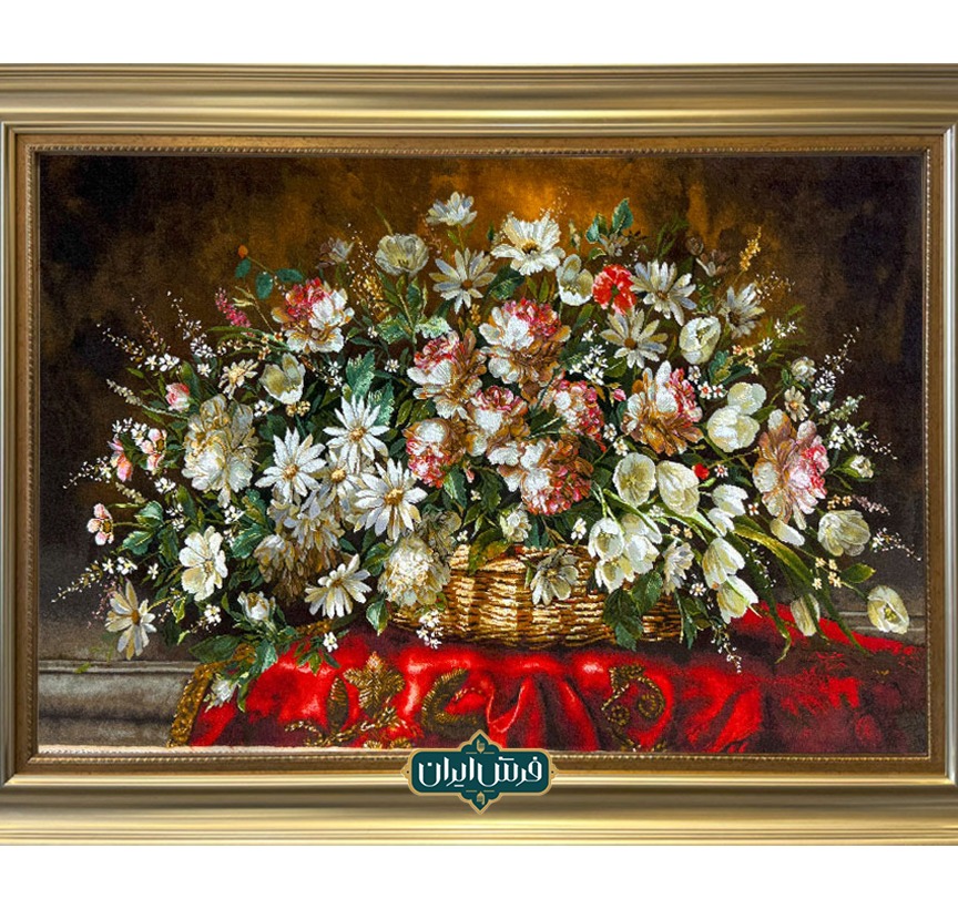 تابلوفرش دستباف طرح گل عرضی غدیر کد 2926